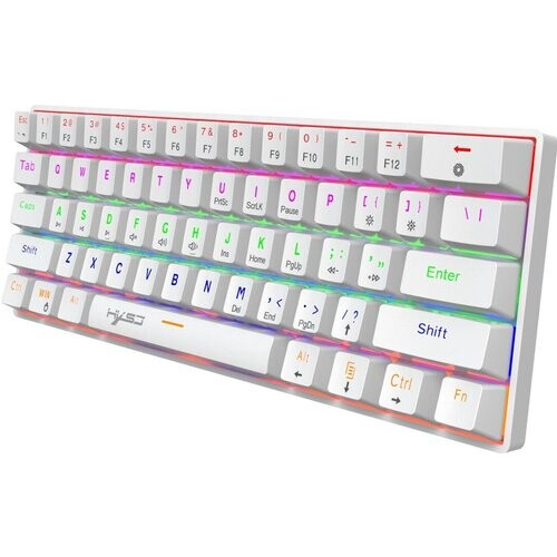 Tweedekans HXSJ V900 Bedrade Mechanisch Gaming Toetsenbord - RGB Verlichting - QWERTY - 61 Keys - Blue Switch - Wit Tweedehands