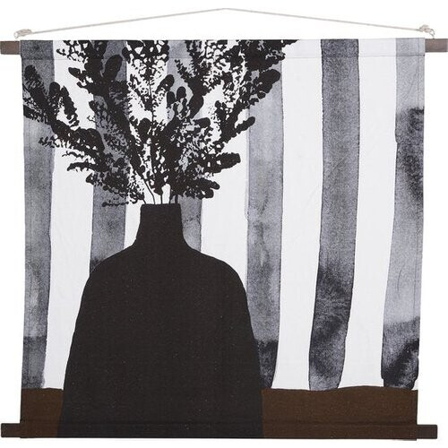 Tweedekans In The Mood Collection Muurdecoratie Bloemen - L98 x B90 cm - Katoen - Zwart Tweedehands