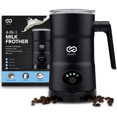 Tweedekans Infinity Goods 4-in-1 Elektrische Melkopschuimer - 350 ml - Opschuimen en verwarmen - Cappuccino - Vaatwasserbestendig - Zwart Tweedehands
