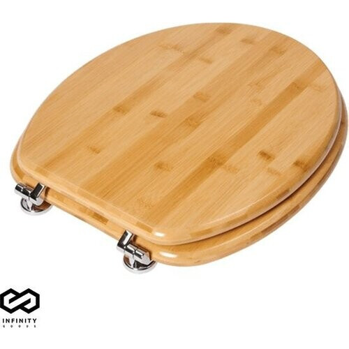 Tweedekans Infinity Goods Bamboe WC Bril Emmy - Toiletbril Met Deksel - RVS Scharnieren - Inclusief Bevestigingsmateriaal Tweedehands