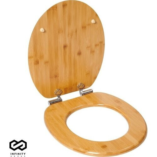 Tweedekans Infinity Goods Bamboe WC Bril Terry - Toiletbril Met Deksel - Soft Close - RVS Scharnieren - Inclusief Bevestigingsmateriaal Tweedehands