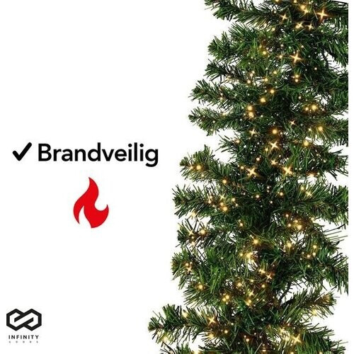 Tweedekans Infinity Goods Guirlande Met verlichting - Kerstversiering - 500CM - Kerstslinger - Kerstdecoratie - 100 LED - Groen Tweedehands