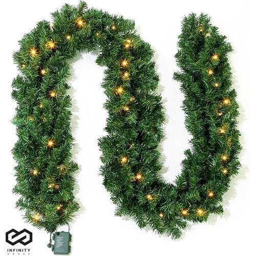 Tweedekans Infinity Goods Guirlande Met verlichting - Timer - Kerstversiering - 270CM - Kerstslinger - Kerstdecoratie - 35 LED - Groen Tweedehands