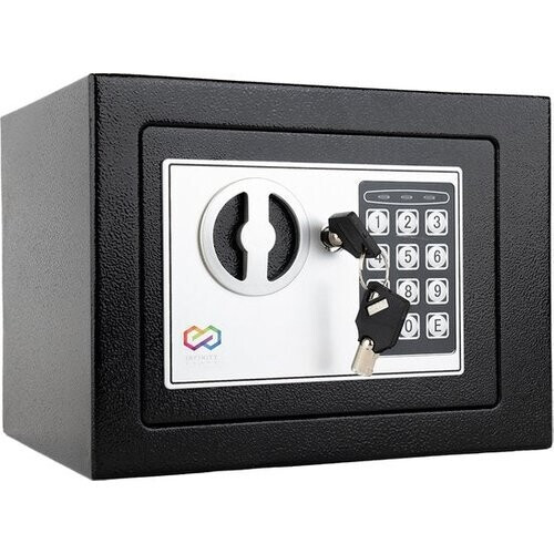 Tweedekans Infinity Goods Kluis - Elektronisch - Cijferslot - 2 Noodsleutels - Bevestigingsmaterialen - Verankering - Veiligheidsblokkering - 23x17x17 cm Tweedehands