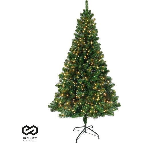 Tweedekans Infinity Goods Kunstkerstboom Met LED Verlichting - 210 cm - Realistische Kunststof Kerstboom - Metalen Standaard - Groen Tweedehands