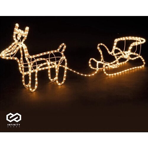 Tweedekans Infinity Goods Rendier Met Slee - Kerstverlichting - Buiten Binnen- LED Figuur - Kerstversiering - 3D Lichtslang - Kerst - Warm Wit Tweedehands
