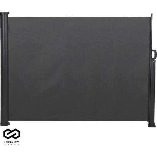 Tweedekans Infinity Goods Verstelbaar Windscherm – 300 x 160 cm – Uitrekbaar – Inrolbaar – Zonnewering – Buitenruimtes, Strand, Patio, Balkon, Camping - Beschutting – Zijkant Luifel – Weerbestendig - Antraciet Tweedehands