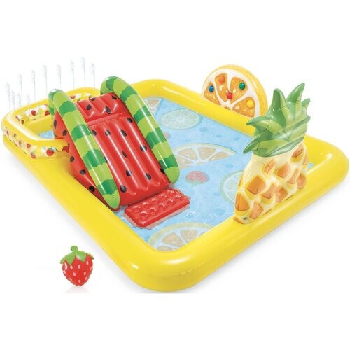 Tweedekans Intex Opblaasbaar Kinderzwembad - Fruit - Met Glijbaan - 244 x 191 x 91 cm Tweedehands