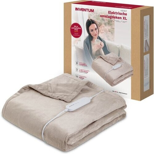 Tweedekans Inventum HB185T elektrische verwarmde bovendeken 180x130 cm - Eenpersoons - 4 warmtestanden - Uitwasbaar - Automatische uitschakeling - Fleece - Taupe Tweedehands