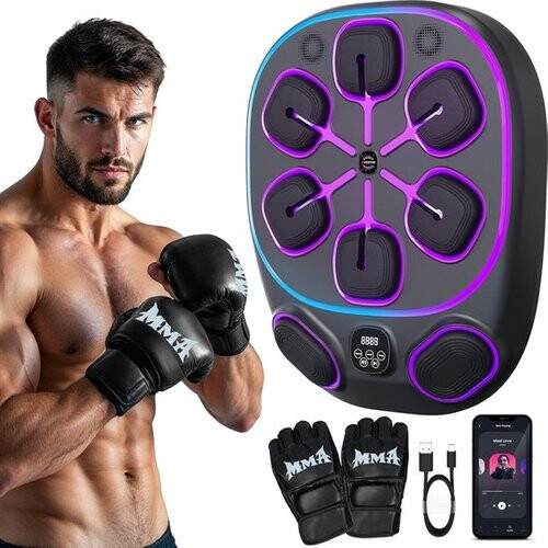 Tweedekans Inventus Boxing Machine PRO - Incl. Bokshandschoenen - Boksmachine Installatie Zonder Boren - Reflex Muziek Boksen - Smart Bluetooth Boxmachine - Sporten Boks Trainen - Bokszak / Boksbal - USB Oplaadbaar - Voor volwassenen Tweedehands