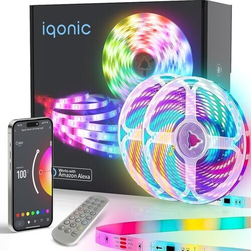 Tweedekans Iqonic Smart Led Light Strip - 10 Meter - Met WiFi, App en Afstandsbediening - Zelfklevend - RGB Tweedehands
