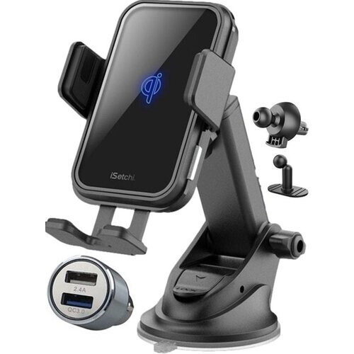 Tweedekans iSetchi Telefoonhouder - Qi Draadloze Oplader - 15 Watt Snellader - Ventilatierooster Tweedehands