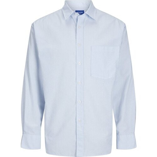 Tweedekans JACK&JONES - JORMARGATE OXFORD SHIRT LS BF LN - Heren - Overhemden - Maat M - Blauw/Wit Tweedehands