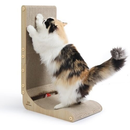 Tweedekans Jake en Jacky Krabkarton voor Katten met Speelballetje - Krabpaal Karton - Krabplank - Krabmand - Krabmeubel - Kartonnen Krabmat - Kattenmand - Kattenbed - 60x26,4x40 cm Tweedehands