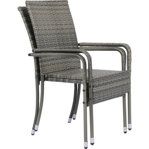 Tweedekans Juskys Set van 2 Tuinstoelen Yoro - Polyrotan - 56 x 60 x 90 cm - Gevlekt Grijs Tweedehands