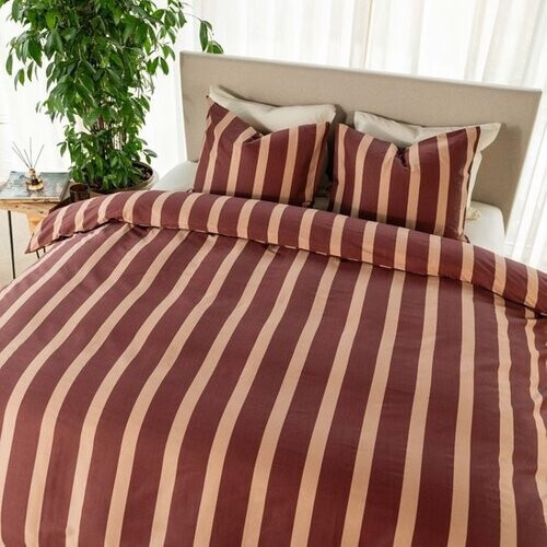 Tweedekans Kayori Dasshu Dekbedovertrek Katoensatijn - 260x200-220 +2 slopen - Lits-jumeaux - Burgundy Tweedehands