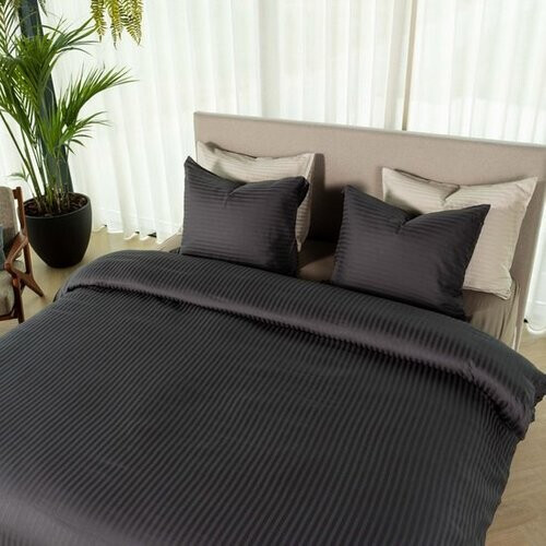 Tweedekans Kayori Elin Dekbedovertrek Katoensatijn - 140x200-220 cm +1 sloop - Eenpersoons - Antracite Tweedehands