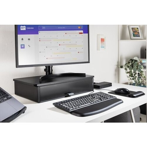 Tweedekans Kensington UVStand™ Monitorstandaard met UVC Sterilisatie Compartiment/Opberglade - Zwart Tweedehands