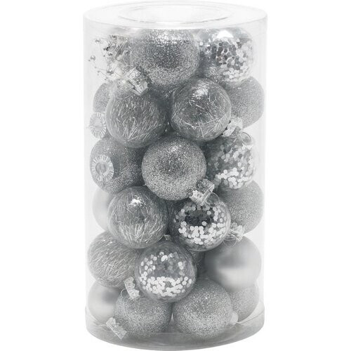 Tweedekans Kerstballenset 25 stuks zilver Ø 5 cm – Stijlvolle en duurzame kerstdecoratie Tweedehands