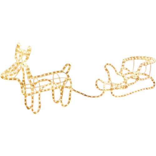 Tweedekans Kerstverlichting Rendier met Slee 44x48 cm - Warm Wit LED - 324 Lichten - Voor Binnen en Buiten Tweedehands