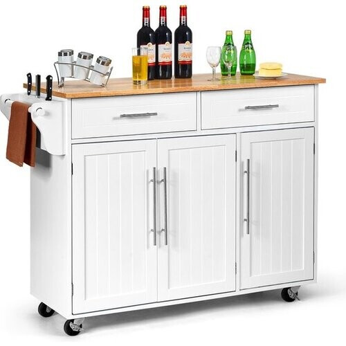 Tweedekans Keuken Eiland Serveerwagen Keukenwagen - 122 x 46 x 92,3 cm - Wit Tweedehands