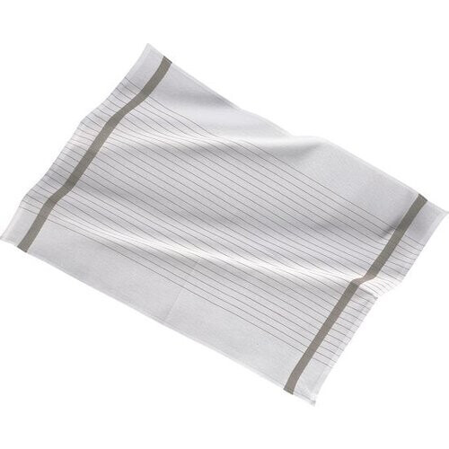 Tweedekans Keukenhanddoek 50x70cm, set3, streep witte midden, taupe Tweedehands