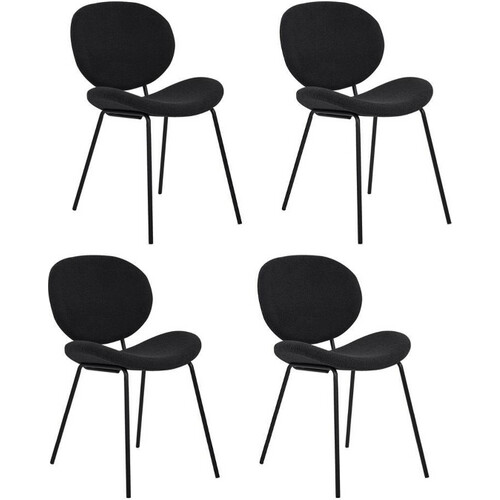 Tweedekans Kick Eetkamerstoel - Set van 4 - Max. 150 kg - Hoog Comfort - 52 x 42 x 80 cm - Zwart Tweedehands