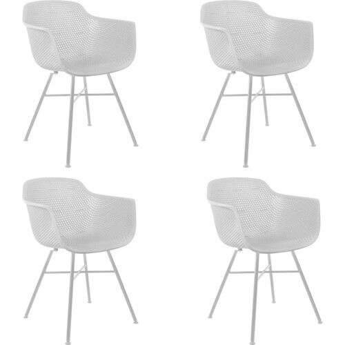 Tweedekans Kick Set van 4 Tuinstoelen Indy Wit - Wit Frame - 54 x 58 x 83 cm Tweedehands