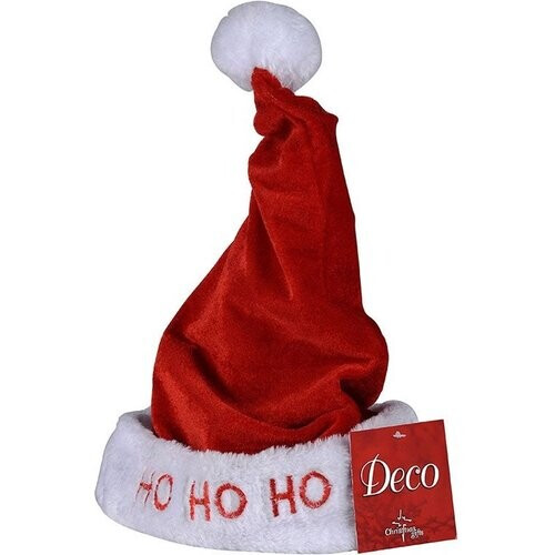 Tweedekans Kinder-kerstmuts met lichtjes en veer - One size - 30 cm - Rood/Wit Tweedehands