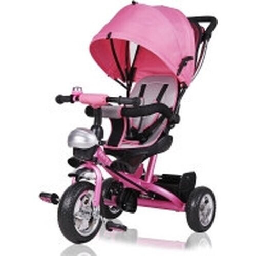 Tweedekans Kinderfiets/driewieler - Roze - Duwstang - klapdak - opklapbare voetsteun - incl. mandje Tweedehands