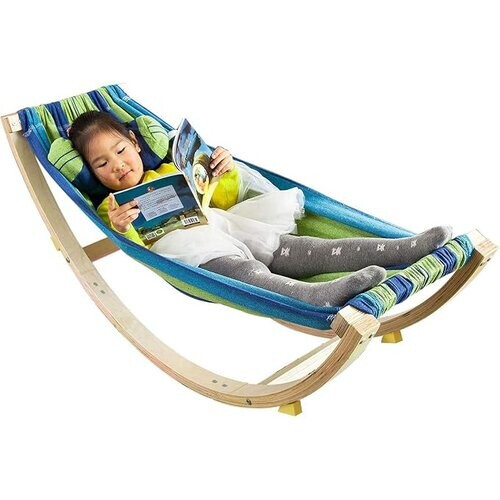 Tweedekans Kinderhangmat / Schommelstoel voor Kinderen met Veiligheidsstopper – 120x46x36 cm – Blauw Tweedehands