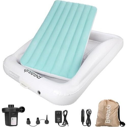 Tweedekans Kinderluchtbed met elektrische pomp en valbeveiliging - 2-in-1 kinderreisbed 157 x 96 x 30 cm Tweedehands