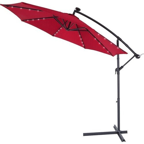 Tweedekans Kingsleeve Zweefparasol - Parasolvoet LED-verlichting 300cm - Rood Tweedehands