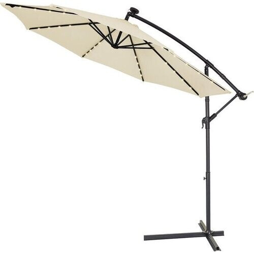 Tweedekans Kingsleeve Zweefparasol - Parasolvoet LED-verlichting 330cm - Crème Tweedehands