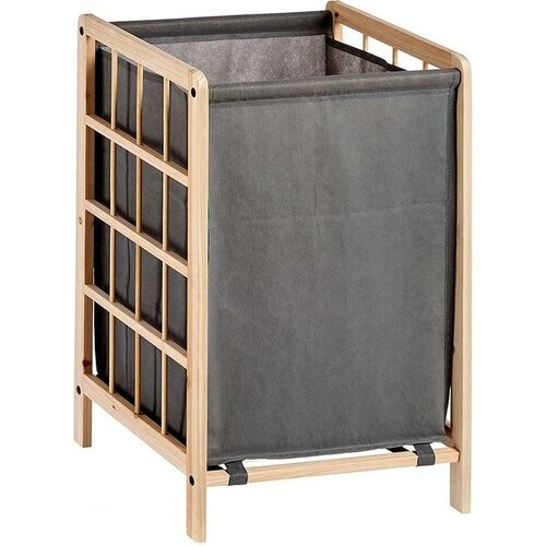 Tweedekans Kipit Wasmand Woodbox - met opvang waszak - 50 liter compartiment - 40 x 33 x 60 cm Tweedehands