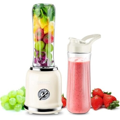 Tweedekans KitchenApp - Retro Blender - Inclusief twee flessen en meerdere accesoires - Beige Tweedehands