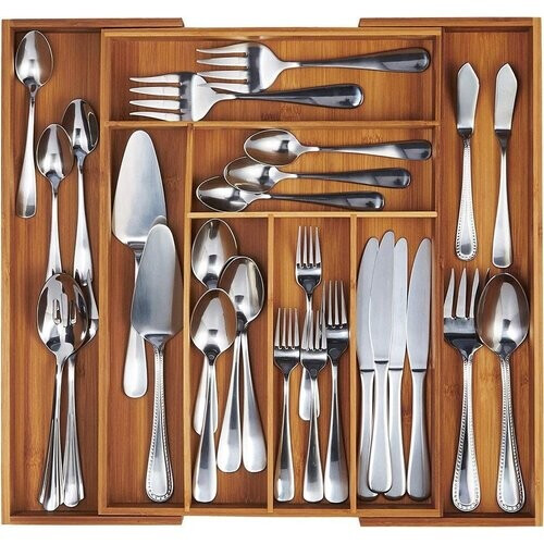 Tweedekans KitchenBrothers Bestekbak - Verstelbare Besteklade - 30 tot 44.5cm - Bamboehout Tweedehands