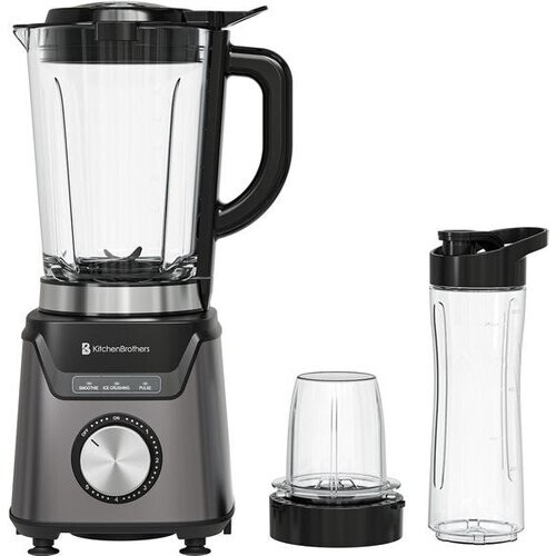 Tweedekans KitchenBrothers Blender Met Drinkfles - 1200W - 1.5L - Smoothie Maker - IJscrusher - Grijs Tweedehands