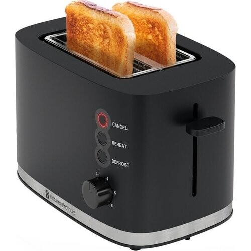 Tweedekans KitchenBrothers Broodrooster - Broodrooster - 6 Warmteniveaus - 2 Extra Brede Sleuven - 870W - Zwart Tweedehands