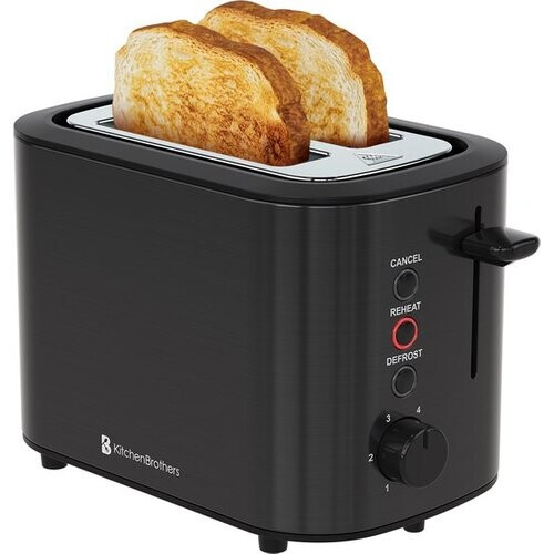 Tweedekans KitchenBrothers Broodrooster - Toaster - 6 Warmteniveaus - 2 Extra Lange Sleuven - 820W - Grijs Tweedehands