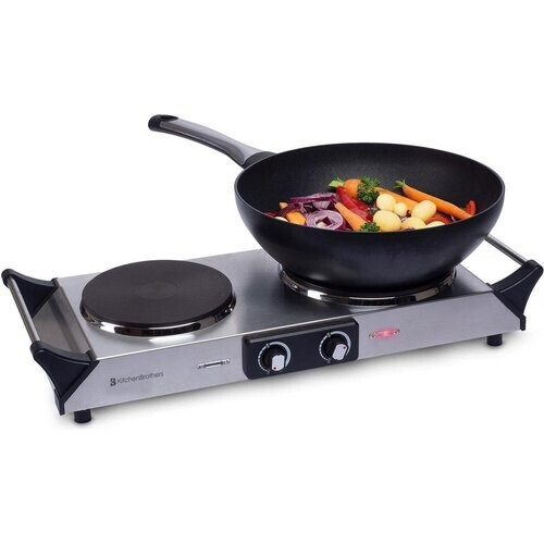 Tweedekans KitchenBrothers Elektrische Kookplaat - 2 Pits - 2500W - RVS Tweedehands