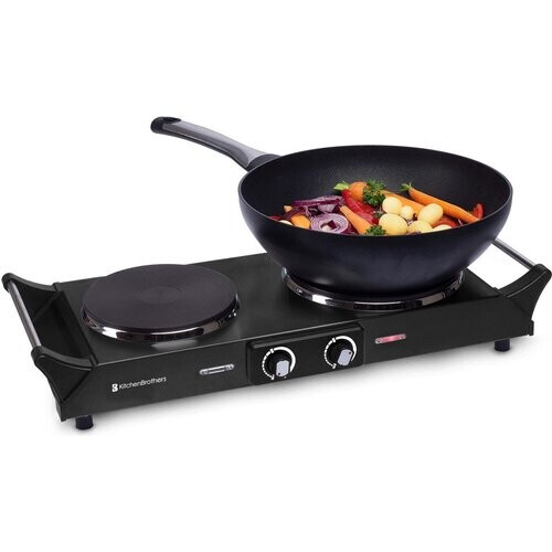 Tweedekans KitchenBrothers Elektrische Kookplaat - 2 Pits - 2500W - Zwart Tweedehands