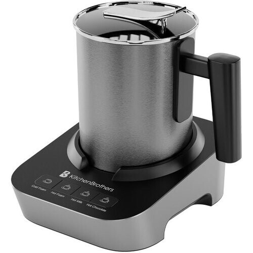 Tweedekans KitchenBrothers Elektrische Melkopschuimer - Vaatwasserbestendig - 4-in-1 - 400 ML - Voor 3 Cappuccino's - RVS/Zwart Tweedehands