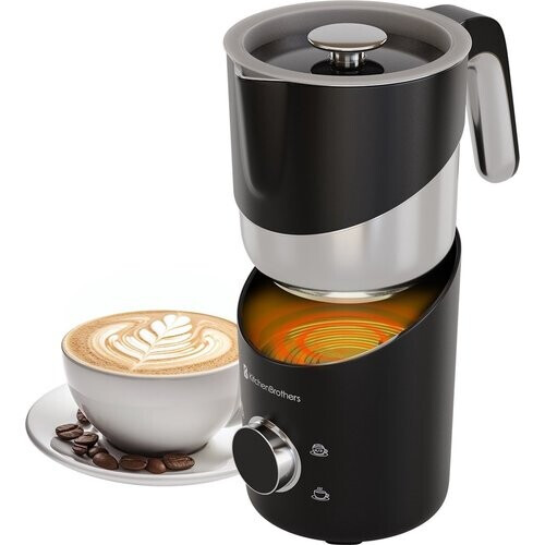 Tweedekans KitchenBrothers Elektrische Melkopschuimer - Vaatwasserbestendig - 4-in-1 - 400 ML - Voor 3 Cappuccino's - Zwart Tweedehands