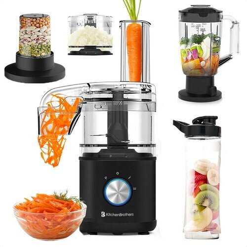 Tweedekans KitchenBrothers Foodprocessor - 5-in-1 - Compacte Keukenmachine - Zwart Tweedehands
