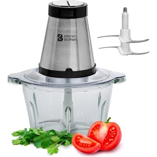 Tweedekans KitchenBrothers Hakmolen - Food Chopper - Elektrisch - 2 Snelheden - 300W - 1,8L - Glazen Kom Tweedehands