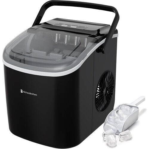 Tweedekans KitchenBrothers IJsblokjesmachine – Zelfreinigingsfunctie - 1,2 L – 100 W – 22,2 x 29,4 x 29 cm – Zwart Tweedehands