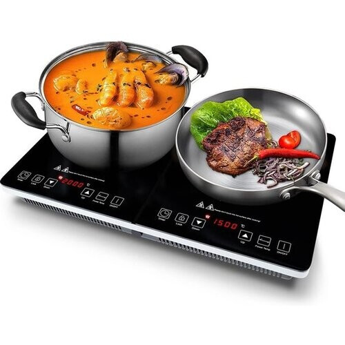 Tweedekans KitchenBrothers Inductie Kookplaat - 2 Pits - Vrijstaand - 1500W + 2000W - RVS Tweedehands