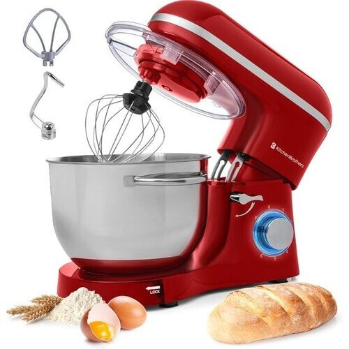 Tweedekans KitchenBrothers Keukenmachine - Keukenmixer - 6L Mengkom - 1400W - Rood Tweedehands