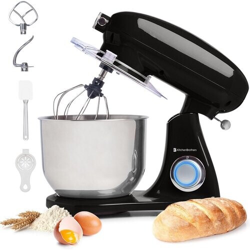 Tweedekans KitchenBrothers Keukenmachine - Keukenmixer met 6L RVS Mengkom - 1800W - Zwart Tweedehands